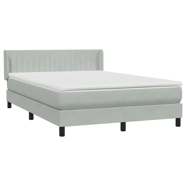 vidaXL Ramsäng med madrass ljusgrå 160x210 cm sammet Grå