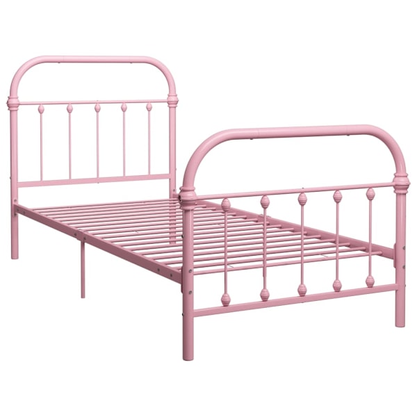 vidaXL Sängram utan madrass rosa metall 90x200 cm Rosa