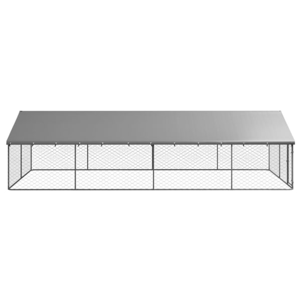 vidaXL Hundgård för utomhusbruk med tak 600x300x150 cm Silver