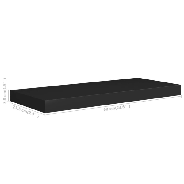 vidaXL Svävande vägghylla svart 60x23,5x3,8 cm MDF Svart