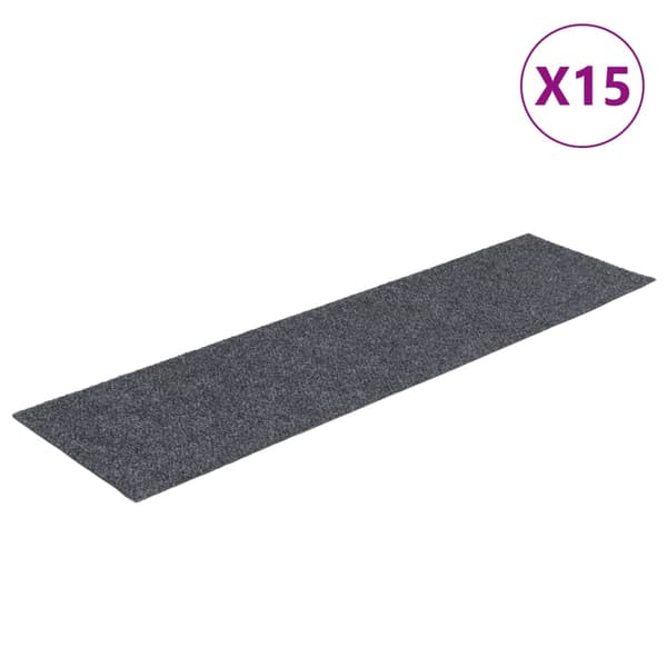 vidaXL Trappmattor självhäftande 15 st 76x20 cm ljusgrå rektangulära grå