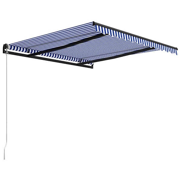 vidaXL Markis manuellt infällbar 350x250 cm blå och vit Blå