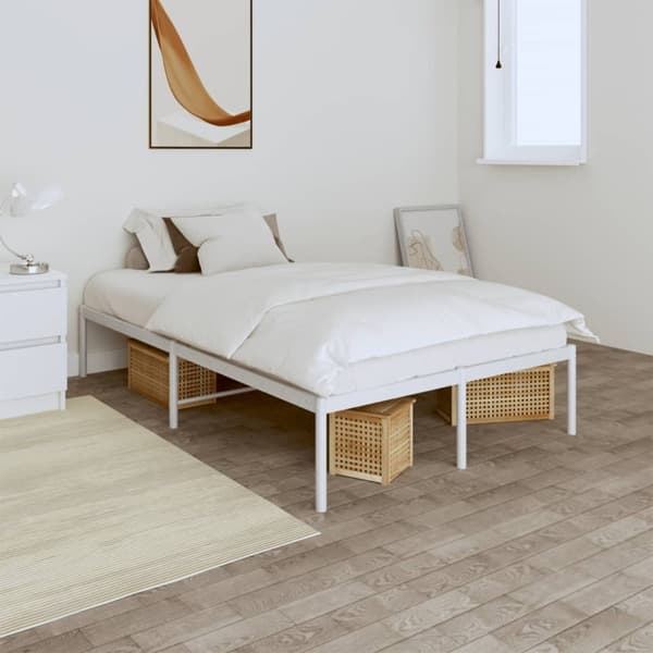 vidaXL Sängram metall vit 120x190 cm Vit