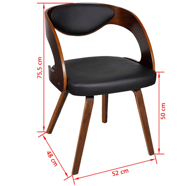 vidaXL Matstol läder med träram brun 6-pack Brun