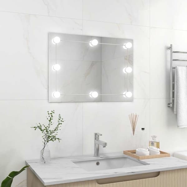 vidaXL Väggspegel utan ram LED-belysning rektangulär Silver