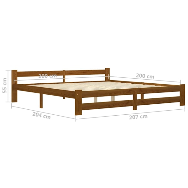 vidaXL Sängram honungsbrun massiv furu 200x200 cm Brun