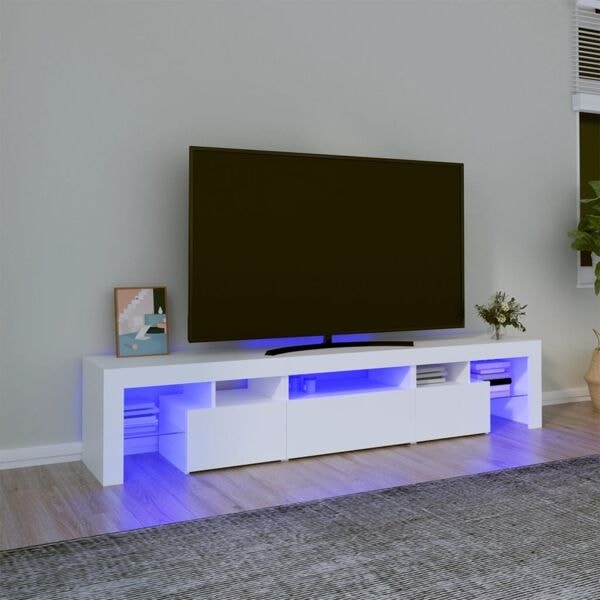 vidaXL Tv-bänk med LED-belysning vit 200x36,5x40 cm Vit