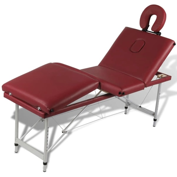 vidaXL Röd hopfällbar 4-sektions massagebänk med aluminium ram Röd