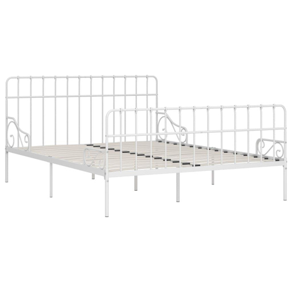 vidaXL Sängram med ribbotten vit metall 200x200 cm Vit