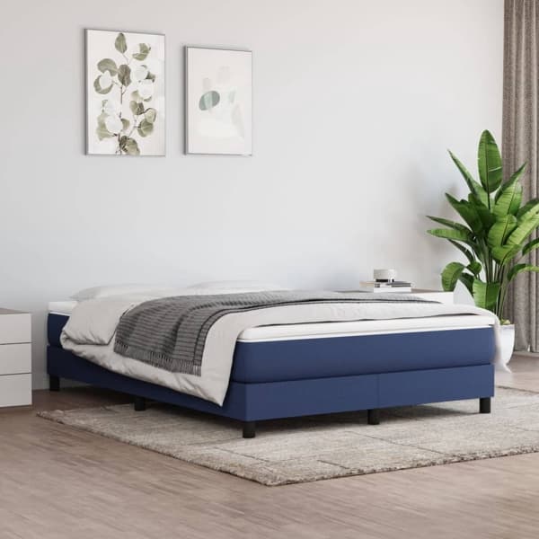 vidaXL Boxspring-sängram blå 140x200 cm tyg Blå