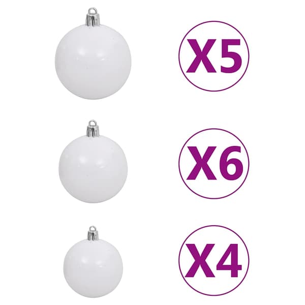 vidaXL Belyst plastgran med kulor silver 150 cm PET Silver