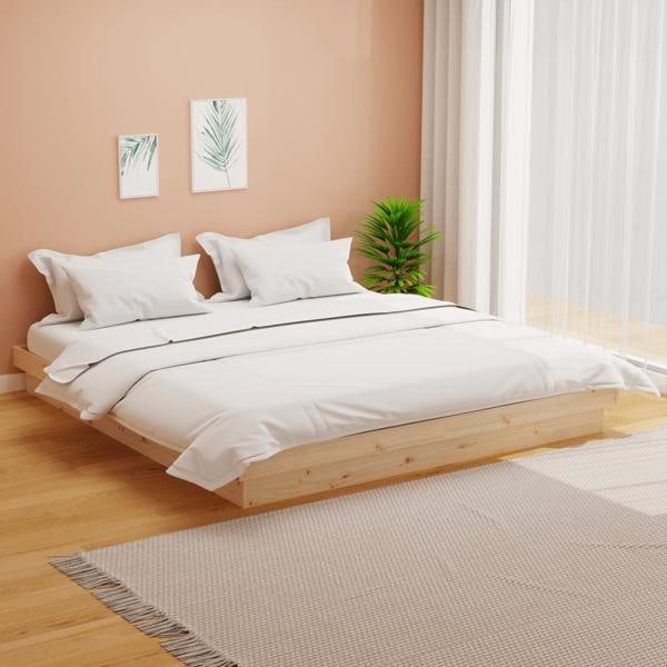 vidaXL Sängram massivt trä 160x200 cm Brun