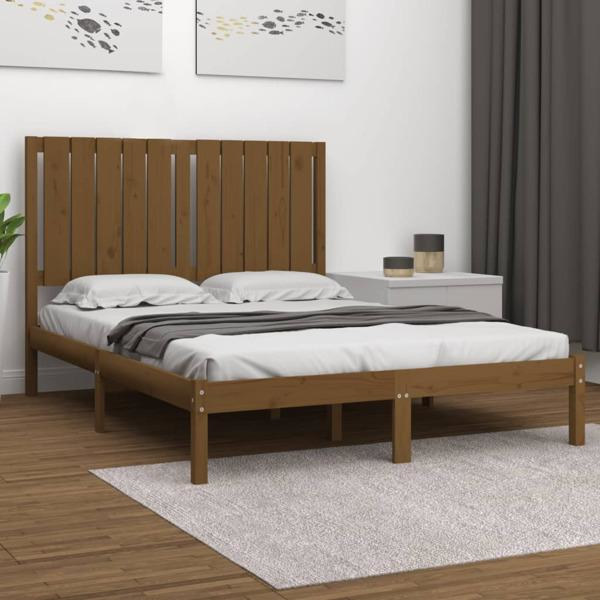 vidaXL Sängram honungsbrun massiv furu 120x200 cm Brun