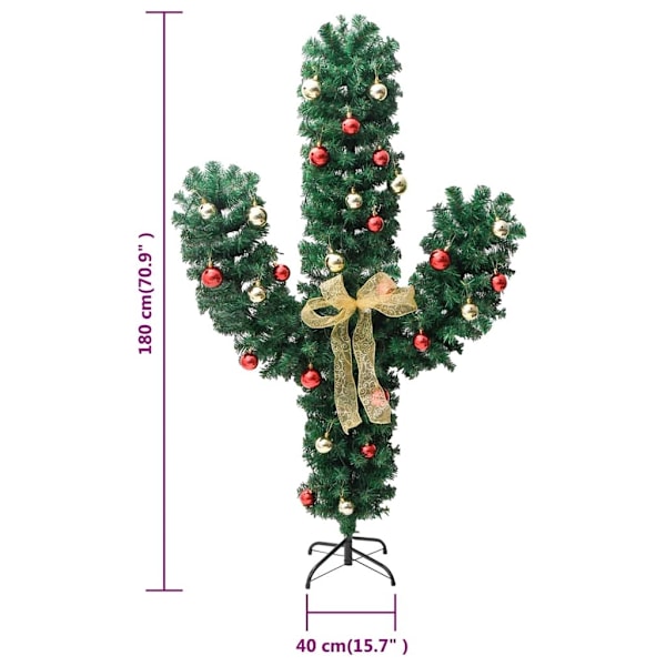 vidaXL Julkaktus med fot LED grön 180 cm PVC Grön
