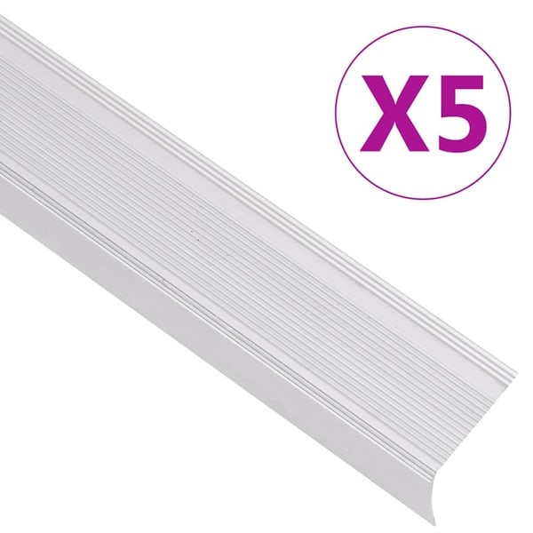 vidaXL Trappnäsor i L-form 5 st aluminium 90 cm silver Silver