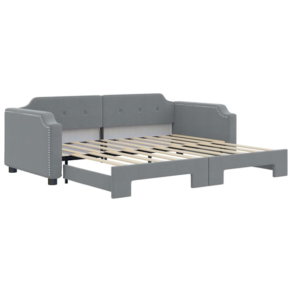 vidaXL Dagbädd utdragbar ljusgrå 90x190 cm tyg Grå