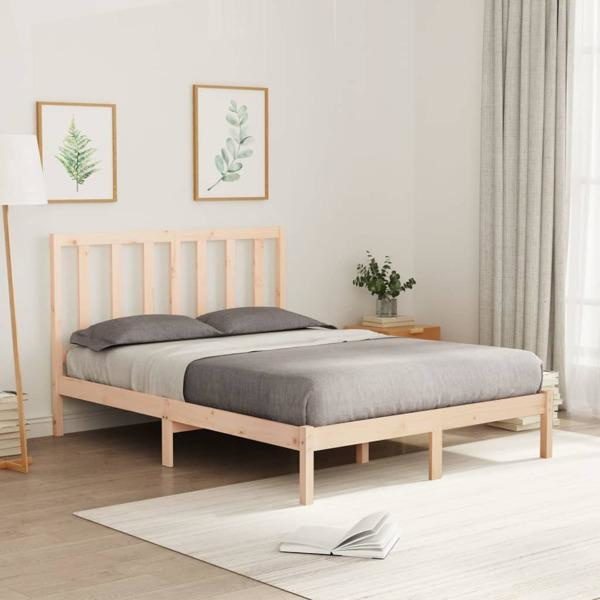 vidaXL Sängram massivt trä 120x200 cm Brun