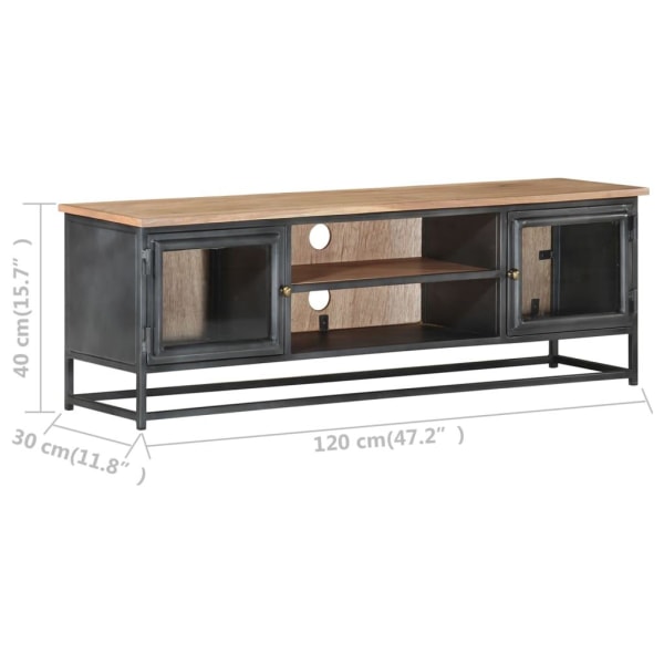 vidaXL Tv-bänk grå 120x30x40 cm massivt akaciaträ och stål grå