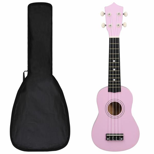 vidaXL Sopranukulele med väska för barn sopran rosa 21"