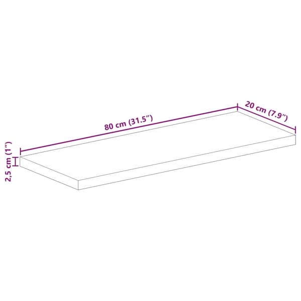 vidaXL Bordsskiva 80x20x2,5 cm rektangulär massivt mango-trä Brun