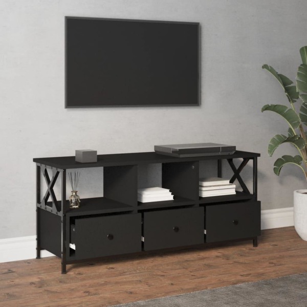 vidaXL Tv-bänk svart 102x33x45 cm konstruerat trä & järn Svart