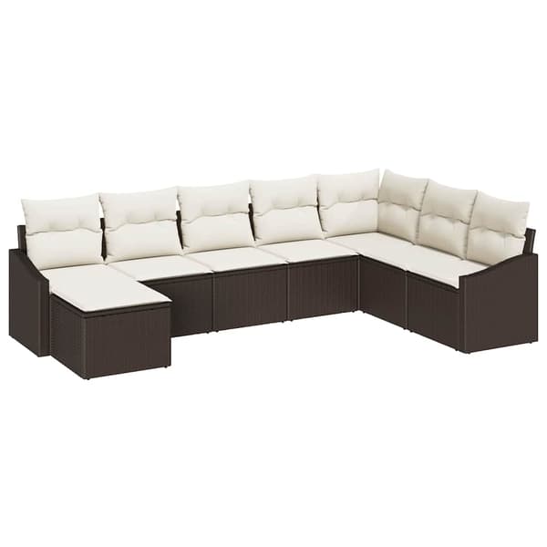 vidaXL Soffset med kudde 8 pcs Brun konstrotting Brun