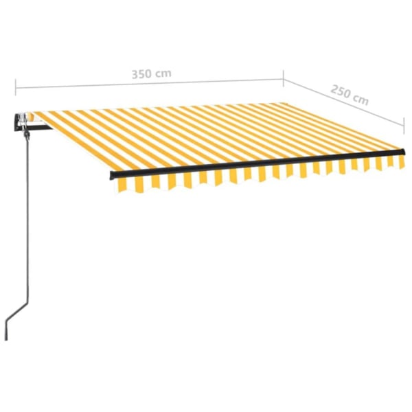 vidaXL Automatisk markis med vindsensor & LED 350x250 cm gul/vit Gul