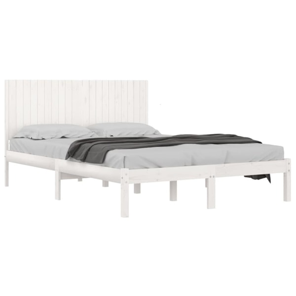 vidaXL Sängram vit massiv furu 200x200 cm Vit