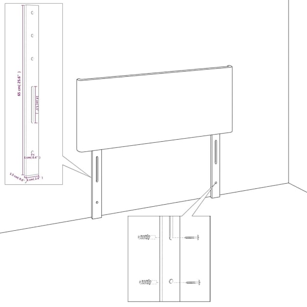 vidaXL Huvudgavlar 2 st grå 100x5x78/88 cm konstläder Grå