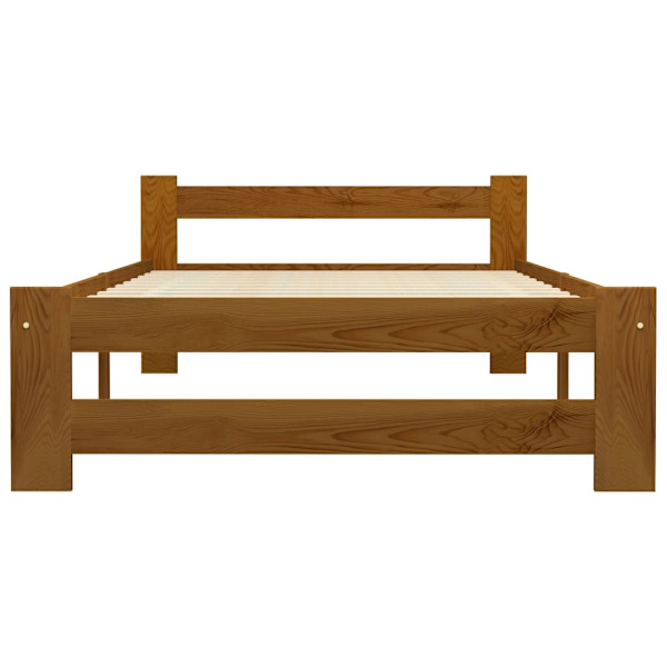 vidaXL Sängram honungsbrun massiv furu 90x200 cm Brun