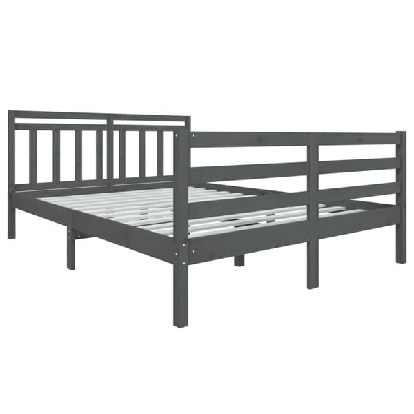 vidaXL Sängram grå massivt trä 140x190 cm Grå