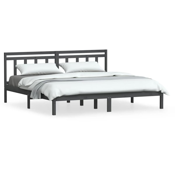 vidaXL Sängram grå massiv furu 200x200 cm Grå