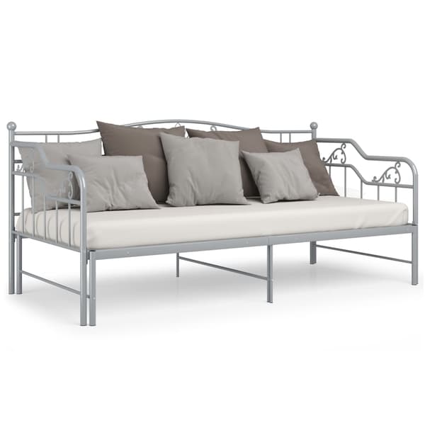 vidaXL Utdragbar sängram bäddsoffa grå metall 90x200 cm grå