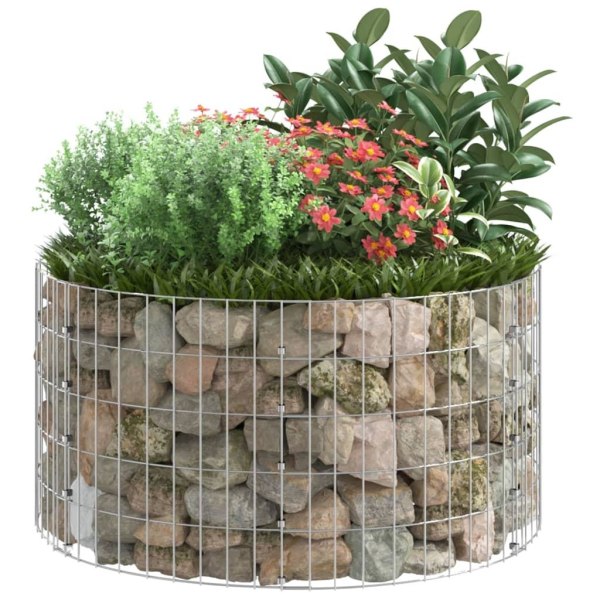 vidaXL Planteringsgabion upphöjd rund galvaniserat stål Ø100x50 cm Silver