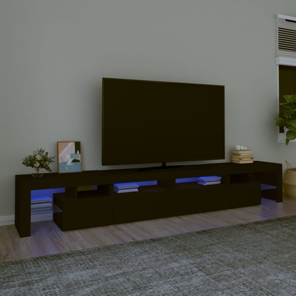 vidaXL Tv-bänk med LED-belysning svart 260x36,5x40 cm Svart