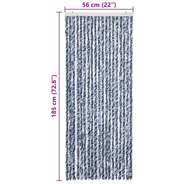 vidaXL Insektsdraperi blå, vit och silver 56x185 cm chenille multifärg