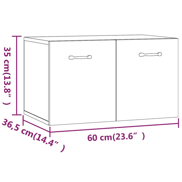 vidaXL Väggskåp vit högglans 60x 36,5x35 cm konstruerat trä Vit