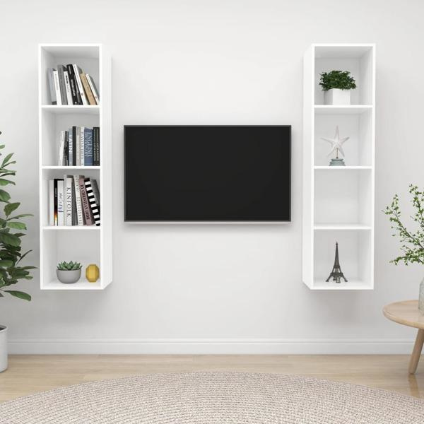 vidaXL Väggmonterade tv-skåp 2 st vit konstruerat trä Vit