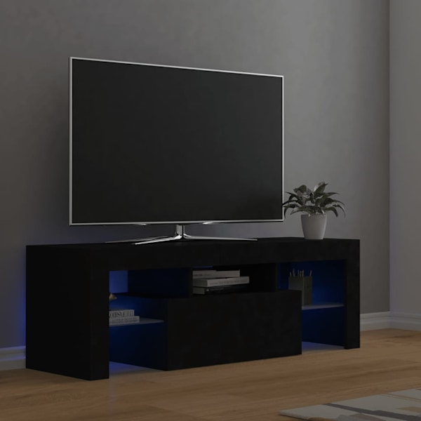 vidaXL TV-bänk med LED-belysning svart 120x35x40 cm Svart