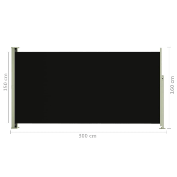 vidaXL Infällbar sidomarkis 160x300 cm svart Svart