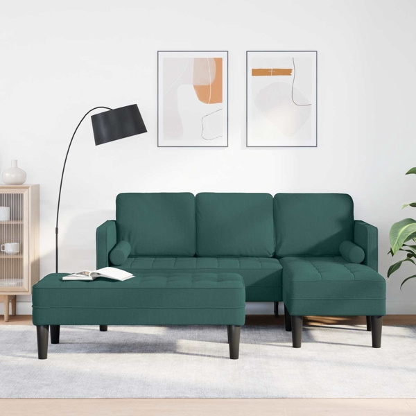 vidaXL Soffset med kudde 2 pcs Mörkgrön Polyester Grön