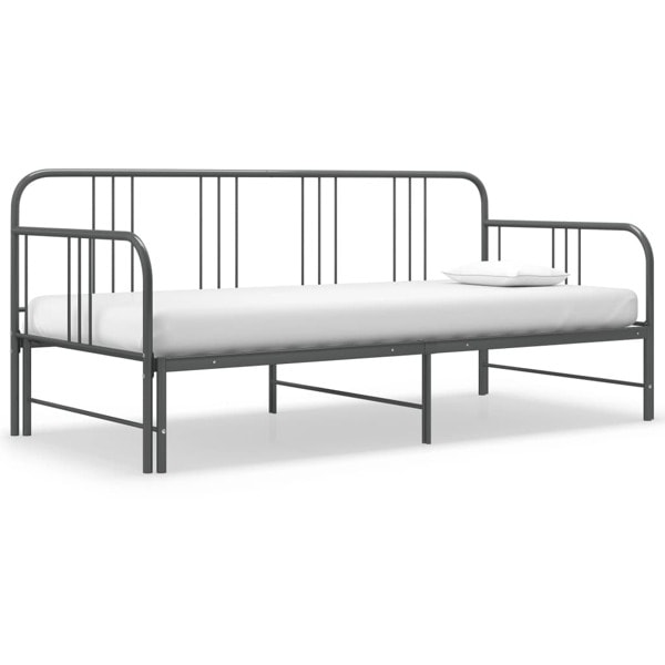 vidaXL Utdragbar sängram bäddsoffa grå metall 90x200 cm grå
