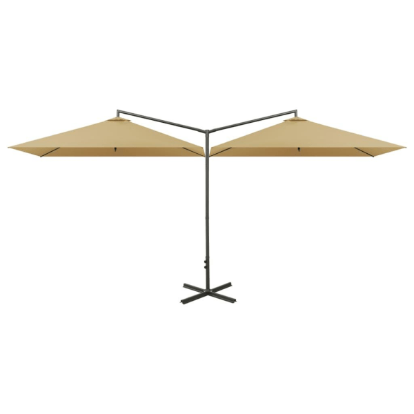 vidaXL Dubbelt parasoll med stålstång taupe 600x300 cm Taupe