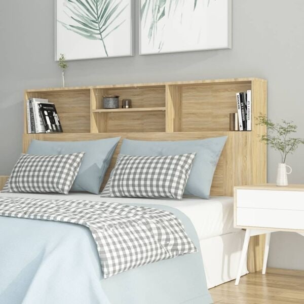 vidaXL Sänggavel med förvaring sonoma-ek 160x19x103,5 cm Brun