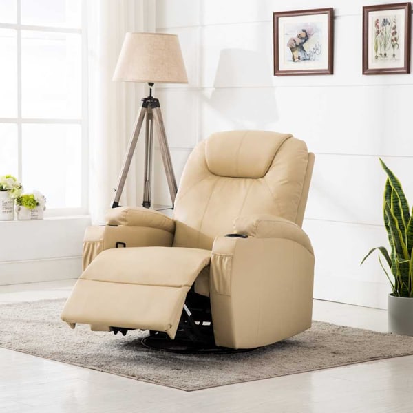 vidaXL Gungande massagefåtölj justerbar gräddvit konstläder Creme