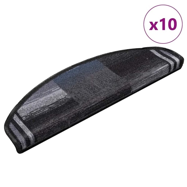vidaXL Trappstegsmattor självhäftande 10 st 65x21x4 cm svart och grå Svart