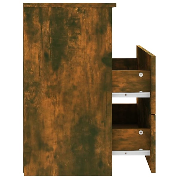 vidaXL Sängbord 2 st rökfärgad ek 50x32x60 cm Brun
