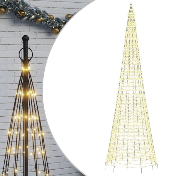 vidaXL LED julgran på flaggstång 1534 LEDs varmvit 500 cm Varmvit