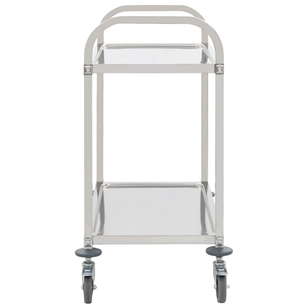 vidaXL Serveringsvagn 2 våningar 95x45x83,5 cm rostfritt stål Silver