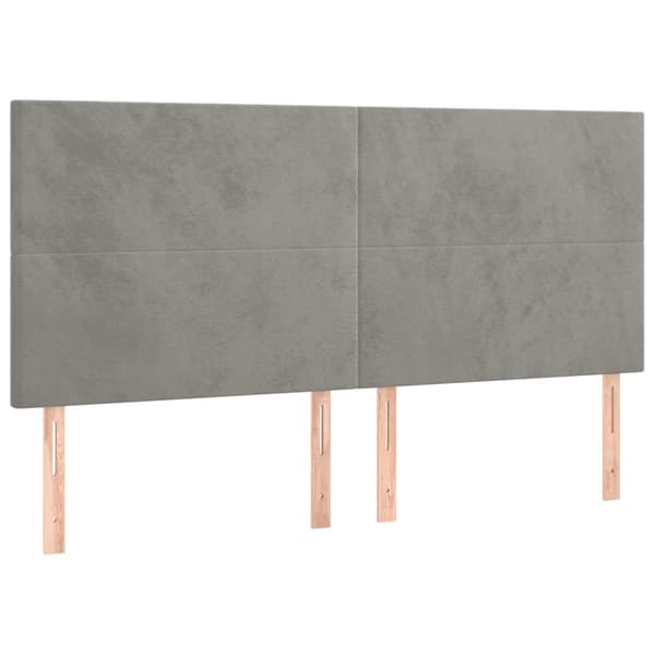vidaXL Ramsäng med madrass ljusgrå 160x200 cm sammet Grå